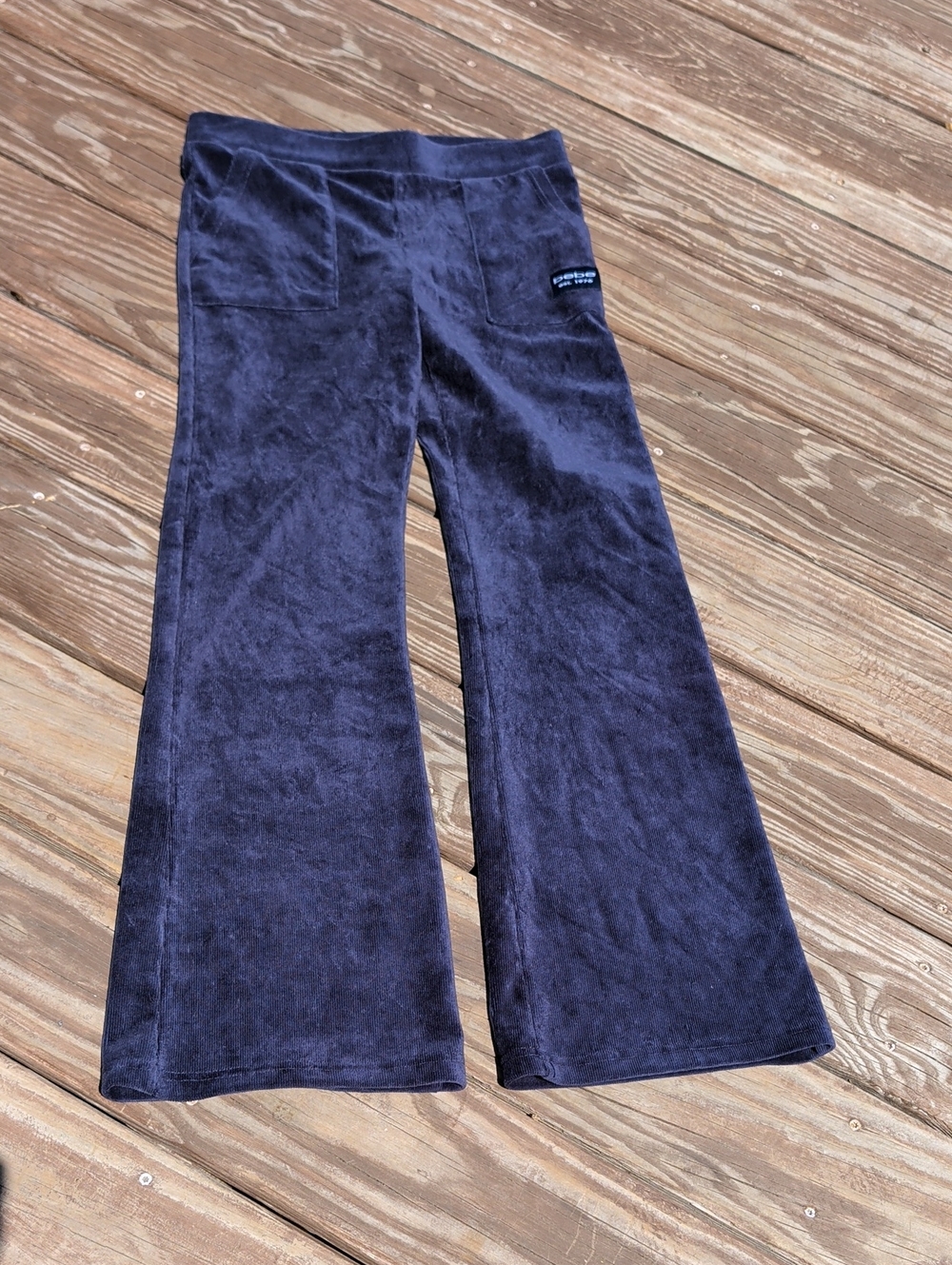 bebe Girls Navy Velour Flared Joggers